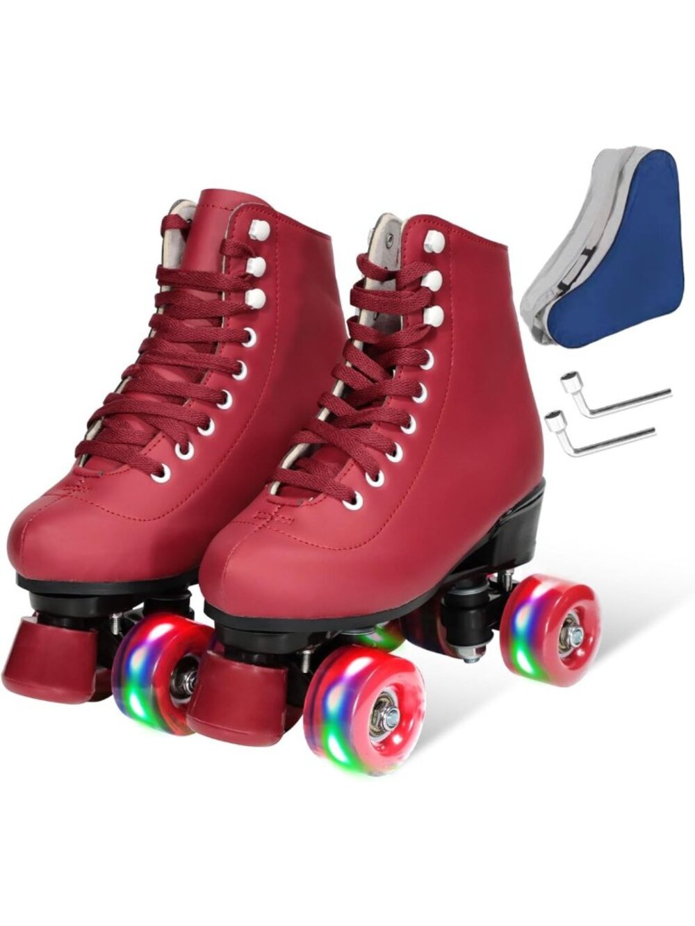 Adjustable Roller Skates for Men & Women - Four Shiny Wheels for Indoor/Outdoor